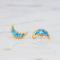 Moon Kyocera Opal Stud Earrings