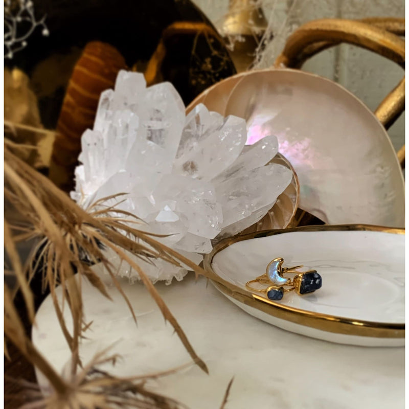 Moon Shaped Rainbow Raw Moonstone Ring Gemstone Jewelry
