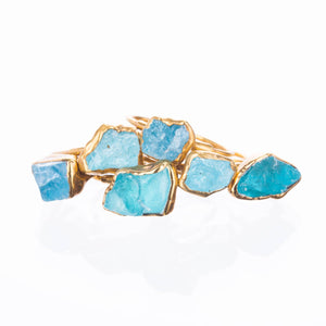 New Raw Aquamarine Ring Gemstone Jewelry Rough Crystal