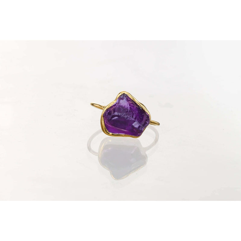 New Statement Raw Amethyst Ring Gemstone Jewelry Rough
