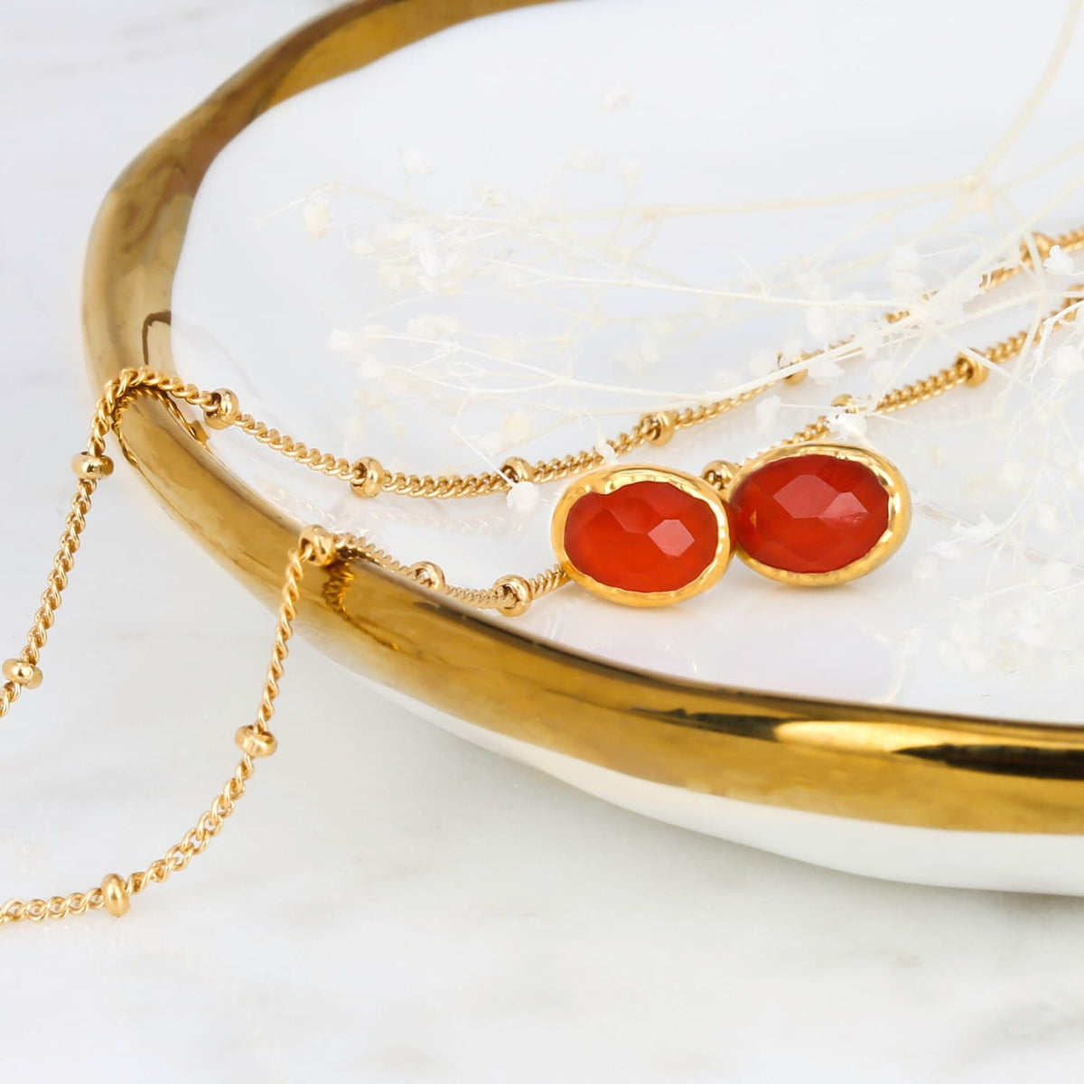 Oval Rosecut Raw Carnelian Earrings Studs Dainty Gemstone