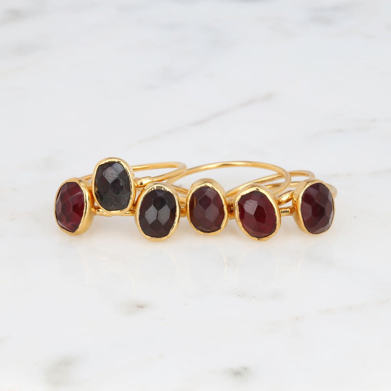 Oval Rosecut Raw Garnet Ring Jewelry Minimalist Dainty
