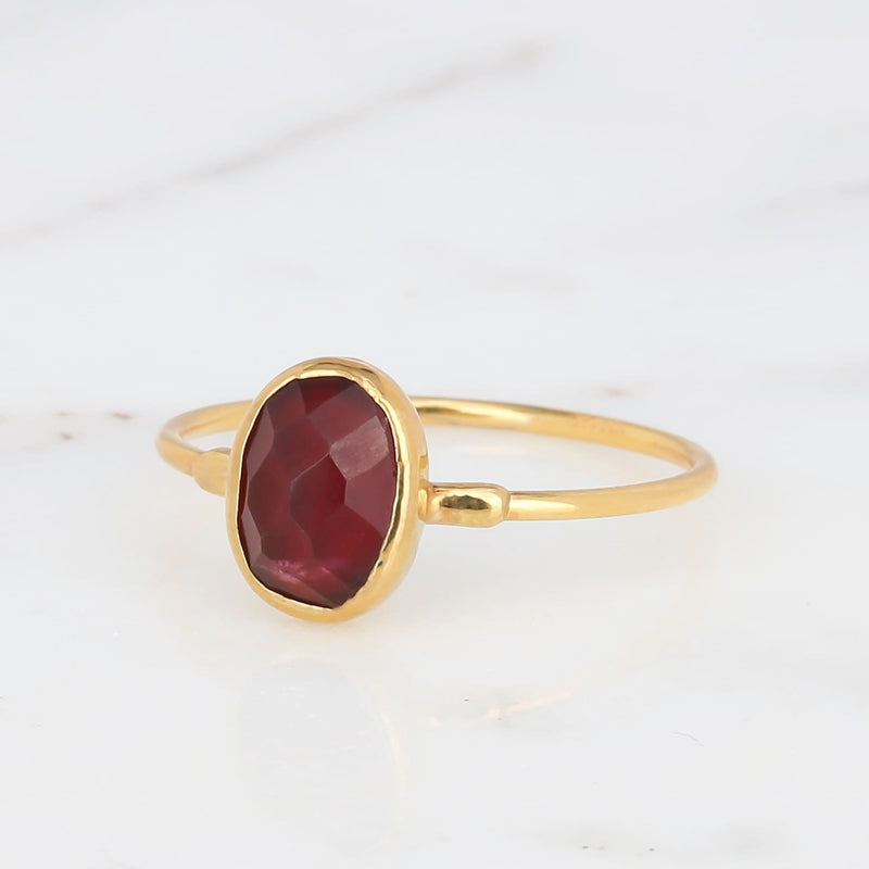 Oval Rosecut Raw Garnet Ring Jewelry Minimalist Dainty