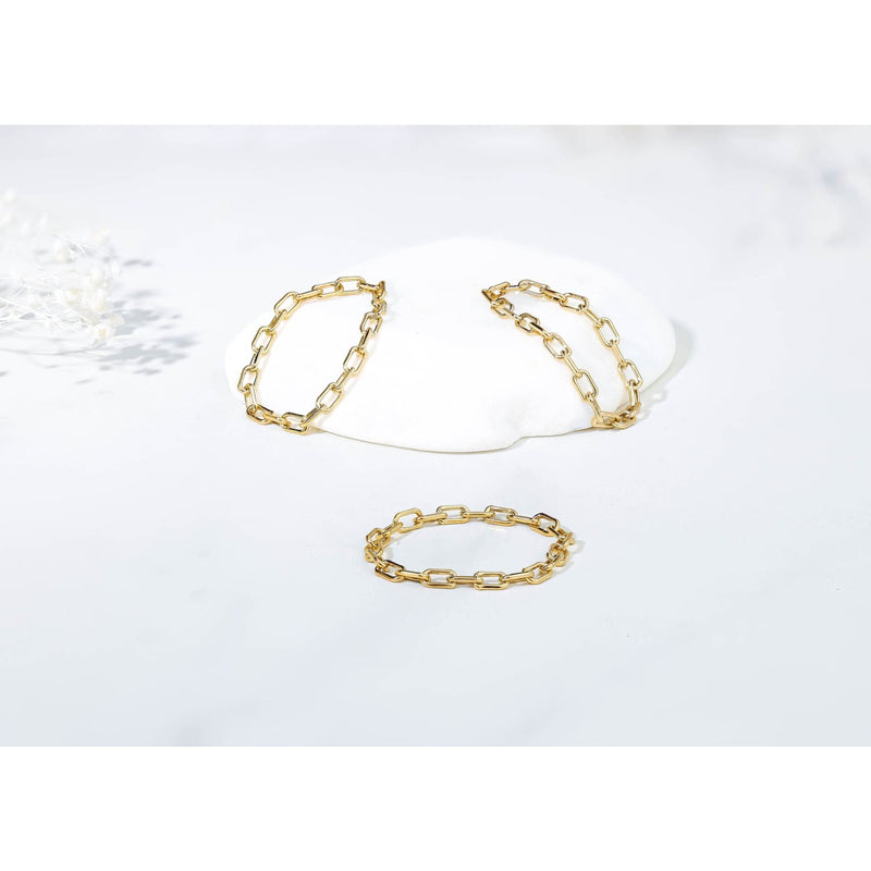 Paperclip Chain Ring Raw Gemstone Jewelry Rough Crystal