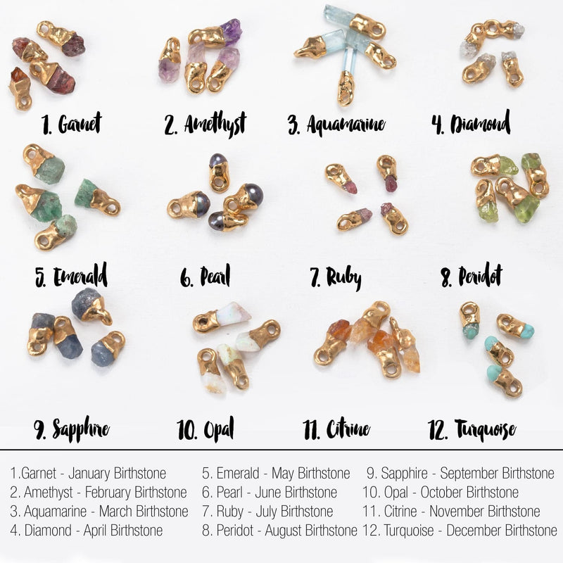 Personalized Dainty Raw Gemstone Birthstone Necklace Jewelry