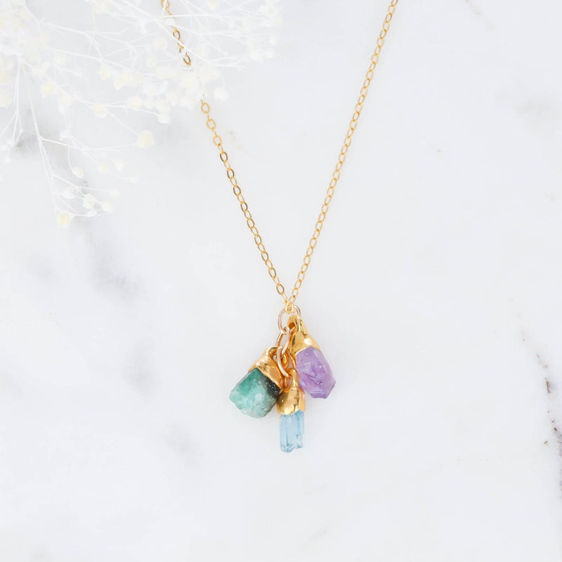 Personalized Dainty Raw Gemstone Birthstone Necklace Jewelry
