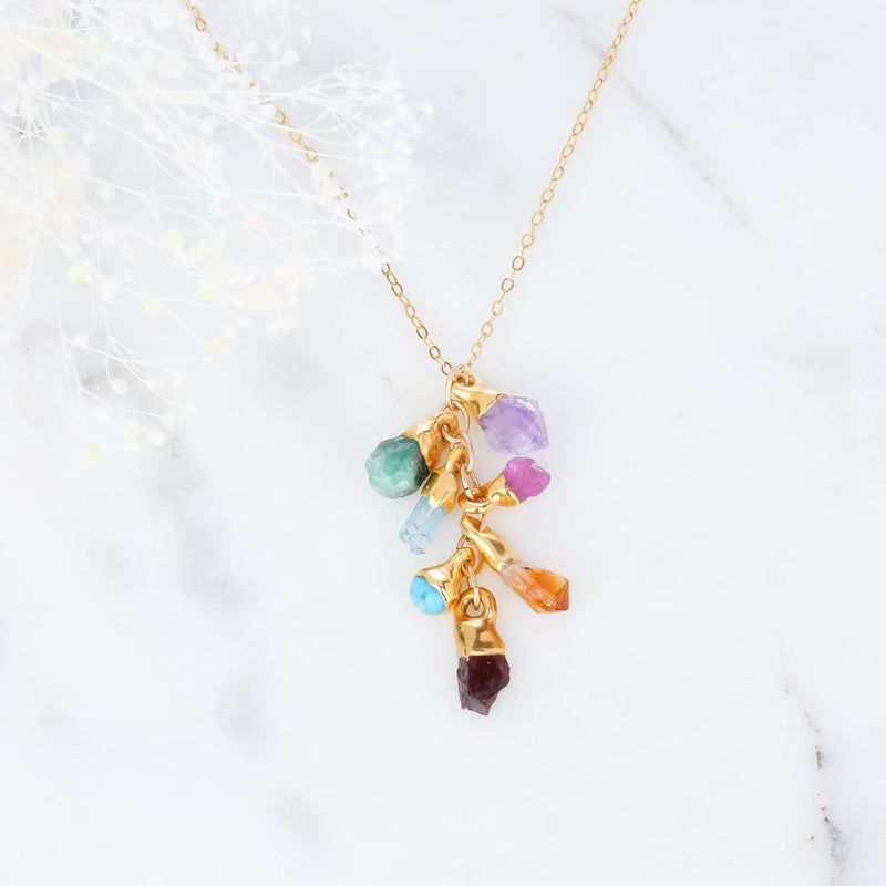 Personalized Dainty Raw Gemstone Birthstone Necklace Jewelry