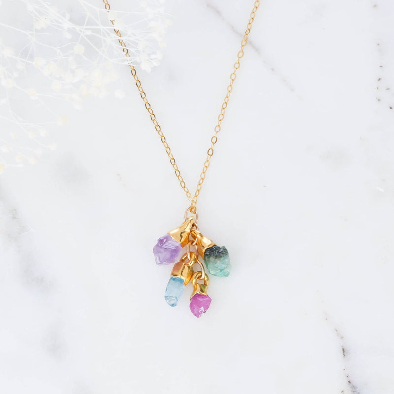 Personalized Dainty Raw Gemstone Birthstone Necklace Jewelry