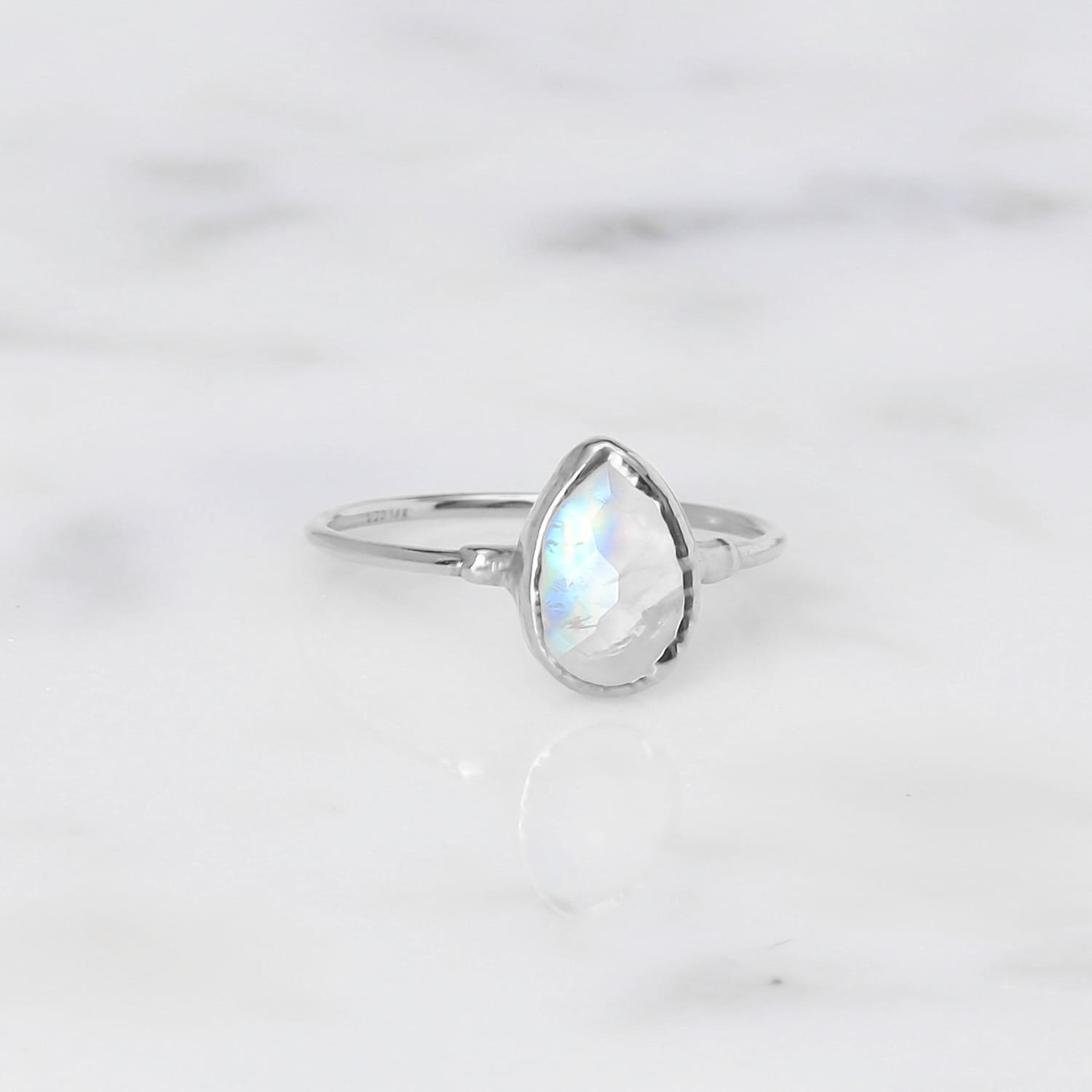 Rain Drop Moonstone Ring in Sterling Silver Ringcrush
