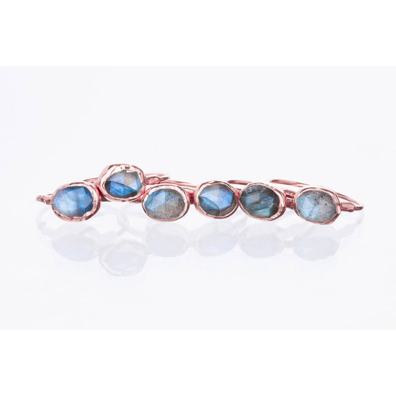Rainbow Labradorite Ring in Rosecut Raw Gemstone Jewelry