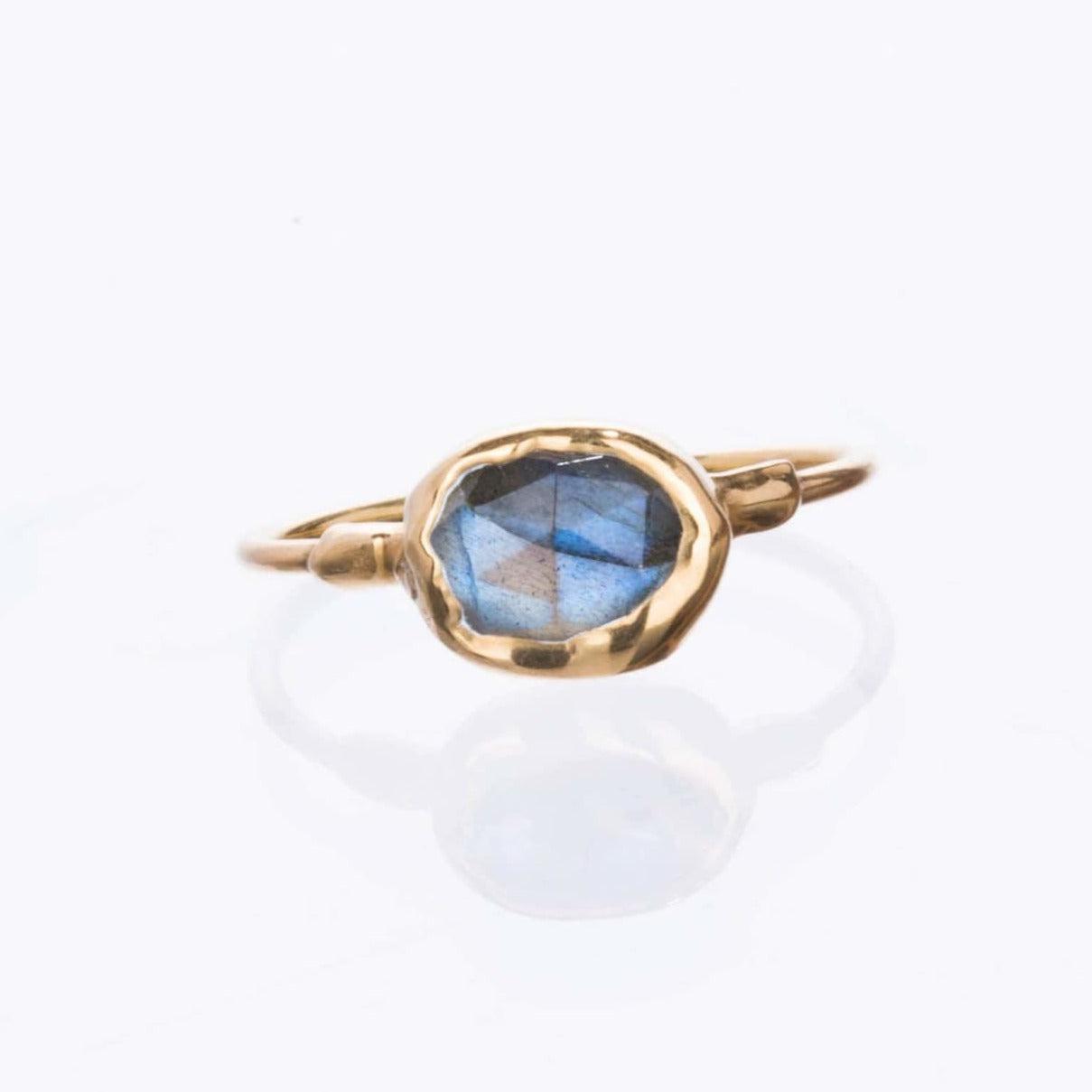 Rainbow Labradorite Ring in Rosecut Ringcrush - Main Image