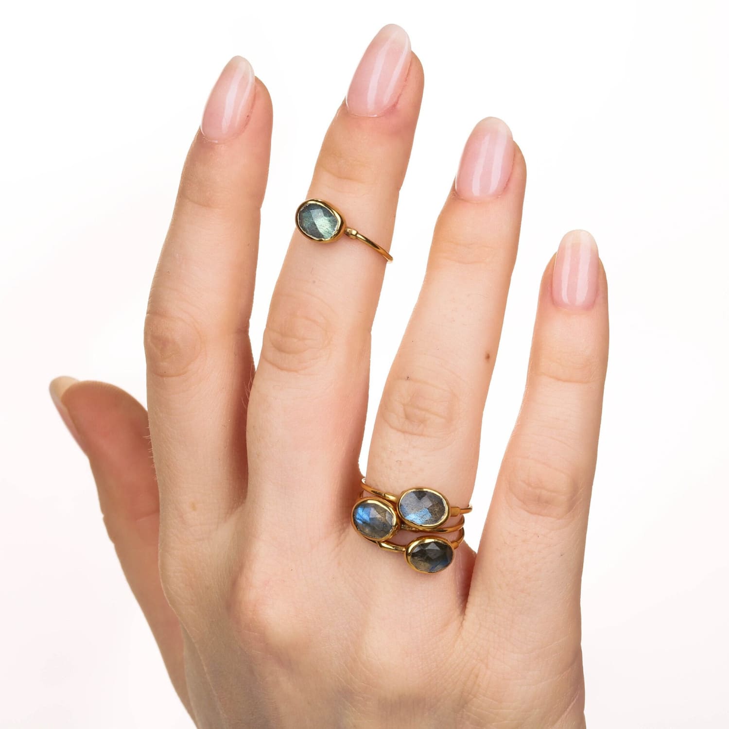 Rainbow Labradorite Ring in Rosecut Raw Gemstone Jewelry