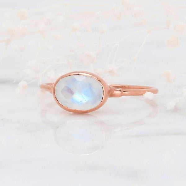Rainbow Moonstone Ring in for Women June Birthstone Raw