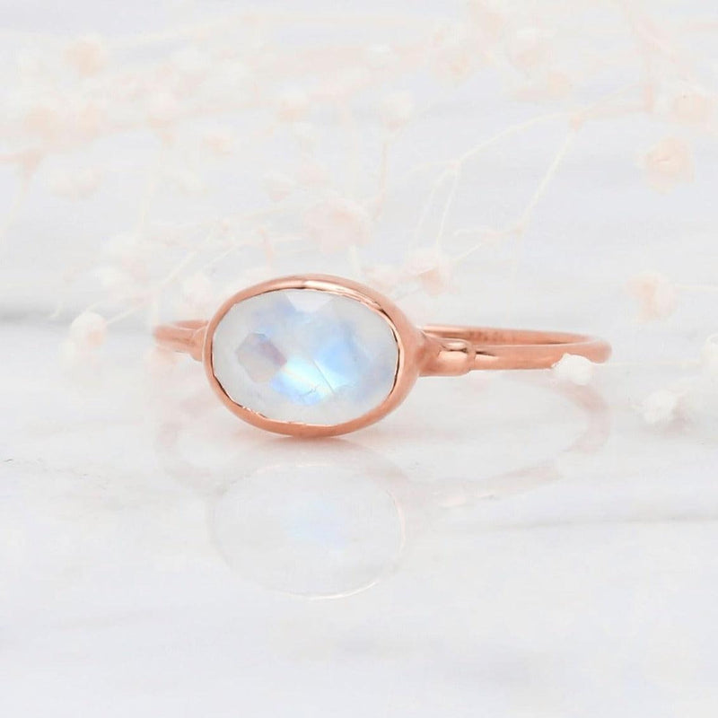 Rainbow Moonstone Ring in for Women June Birthstone Raw