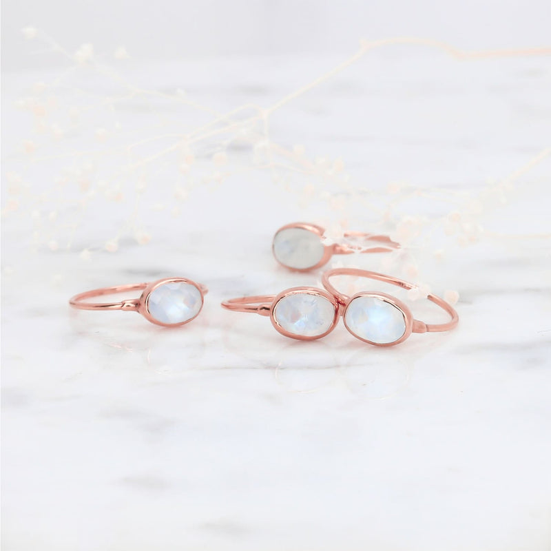 Rainbow Moonstone Ring in for Women June Birthstone Raw