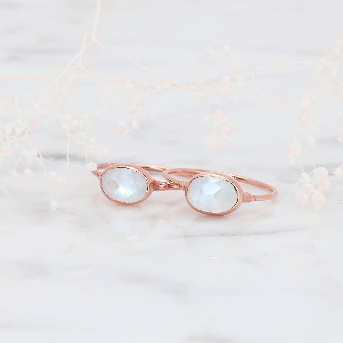 Rainbow Moonstone Ring in Rosecut Raw Gemstone Jewelry