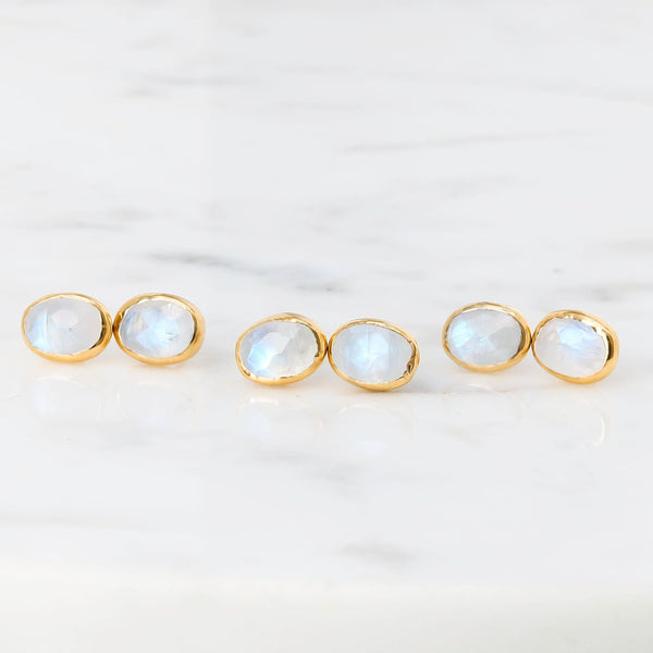 Gleam Diamond and Moonstone Stud Earrings – Mark Henry Jewelry