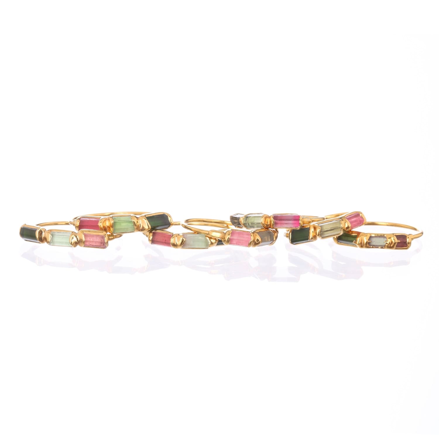 Rainbow Raw Tourmaline Baguette Ring Gemstone Jewelry Rough