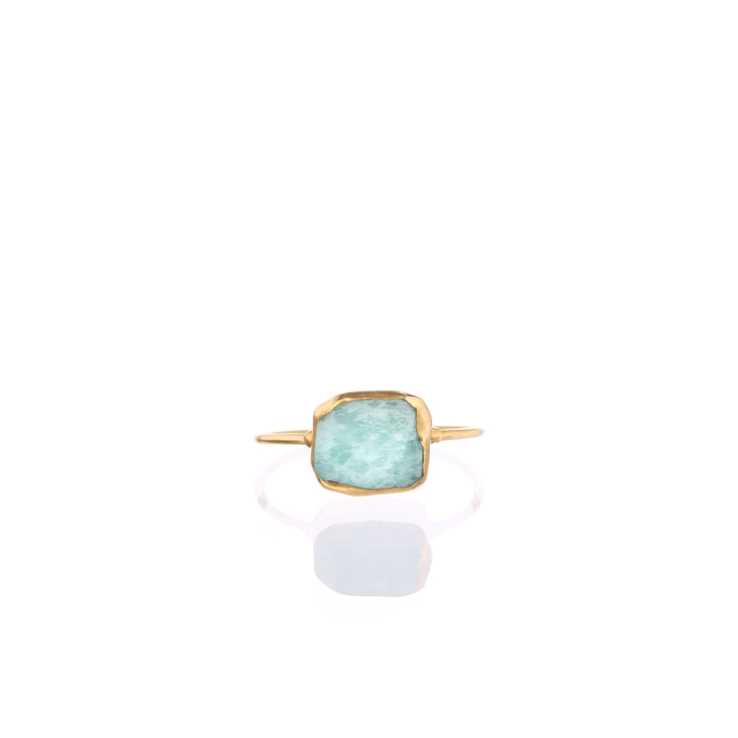 Raw Amazonite Ring Gemstone Jewelry Rough Crystal Stone