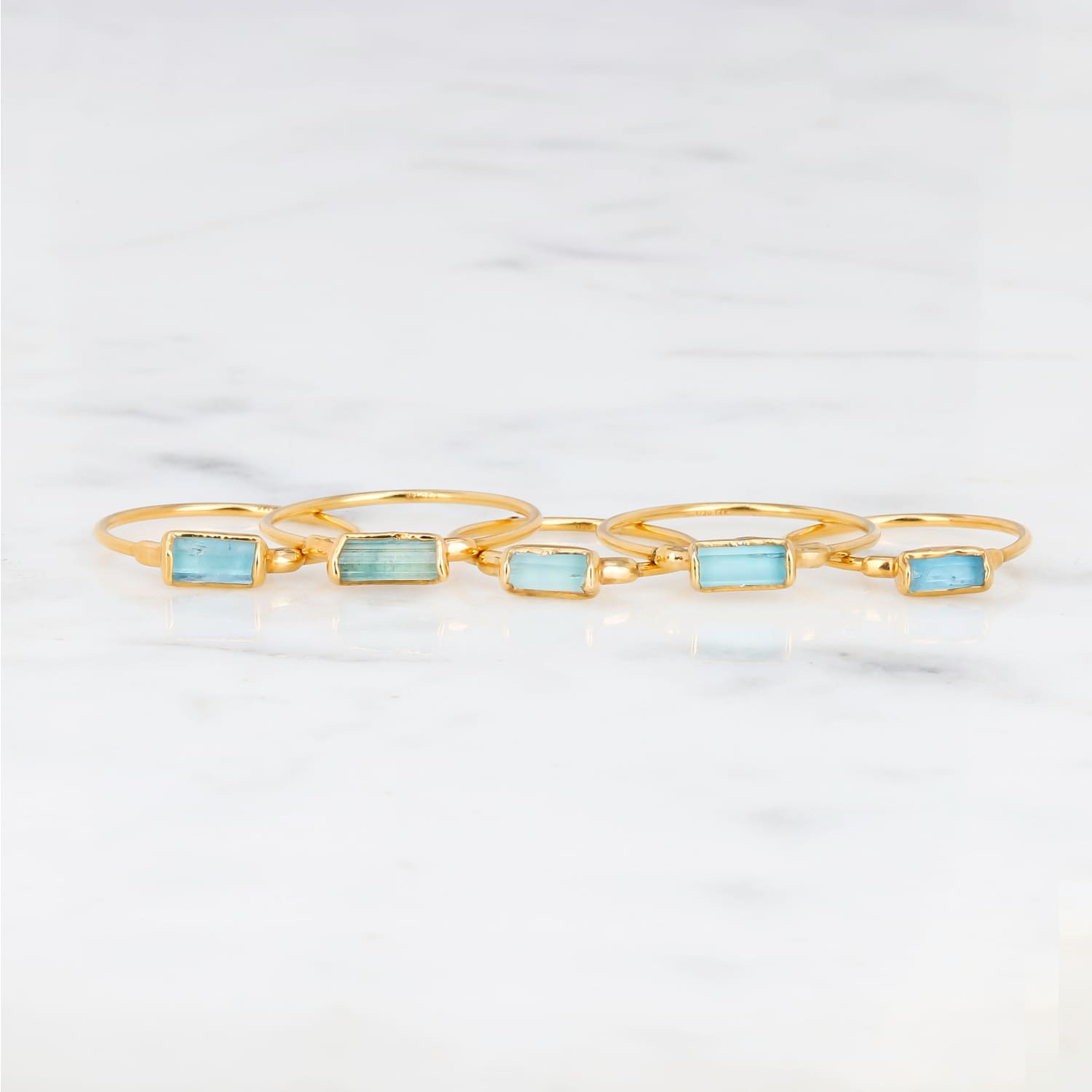 Raw Aquamarine Baguette Ring Gemstone Jewelry Rough Crystal