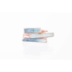 Raw Aquamarine Bar Ring in Sterling Silver Gemstone Jewelry