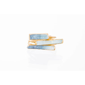 Raw Aquamarine Bar Ring in Sterling Silver Gemstone Jewelry