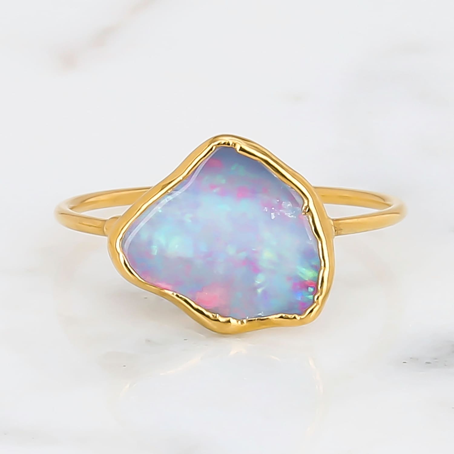 Raw Australian Fire Opal Ring Gemstone Jewelry Rough Crystal
