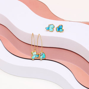 Raw Australian Opal Cluster Stud Earrings Gemstone Jewelry