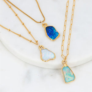 Raw Australian Opal Necklace Gemstone Jewelry Rough Crystal