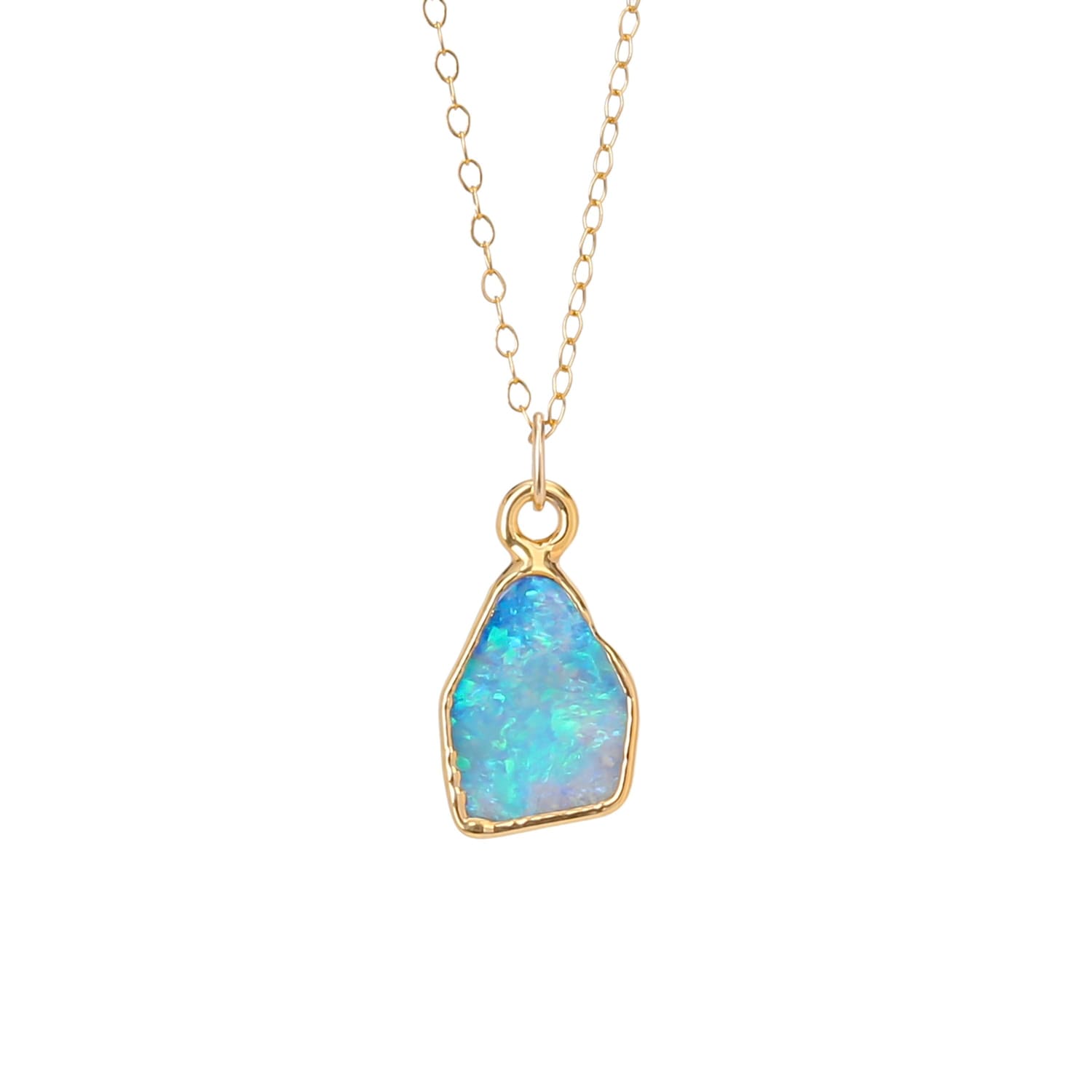 Raw Australian Opal Necklace with Paperclip Chain Gemstone