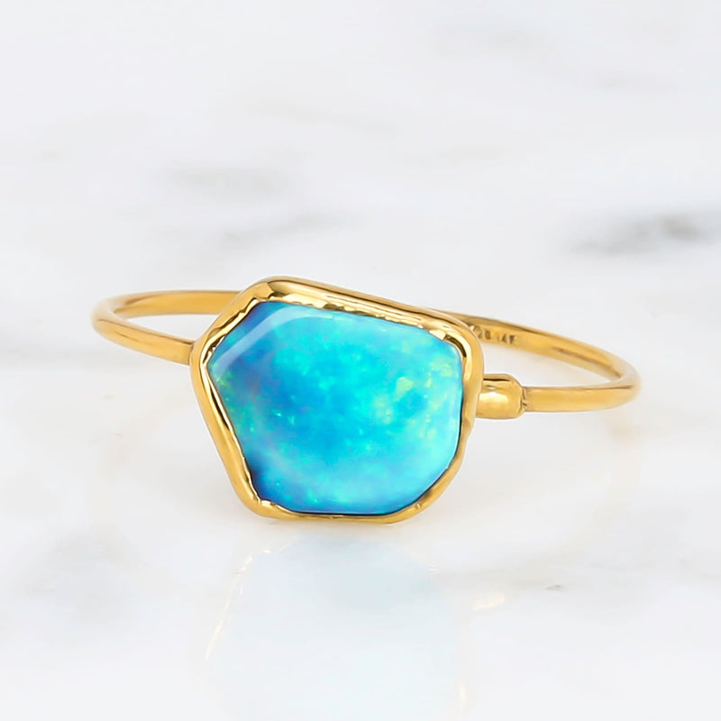 Raw Australian Opal Ring Gemstone Jewelry Rough Crystal