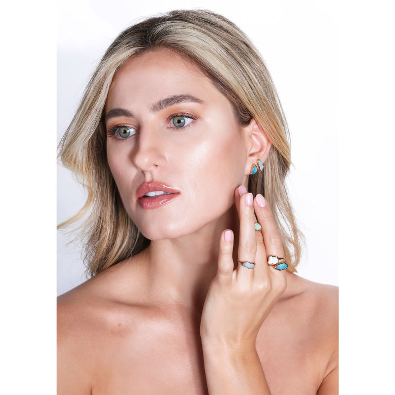 Raw Australian Opal Ring Gemstone Jewelry Rough Crystal