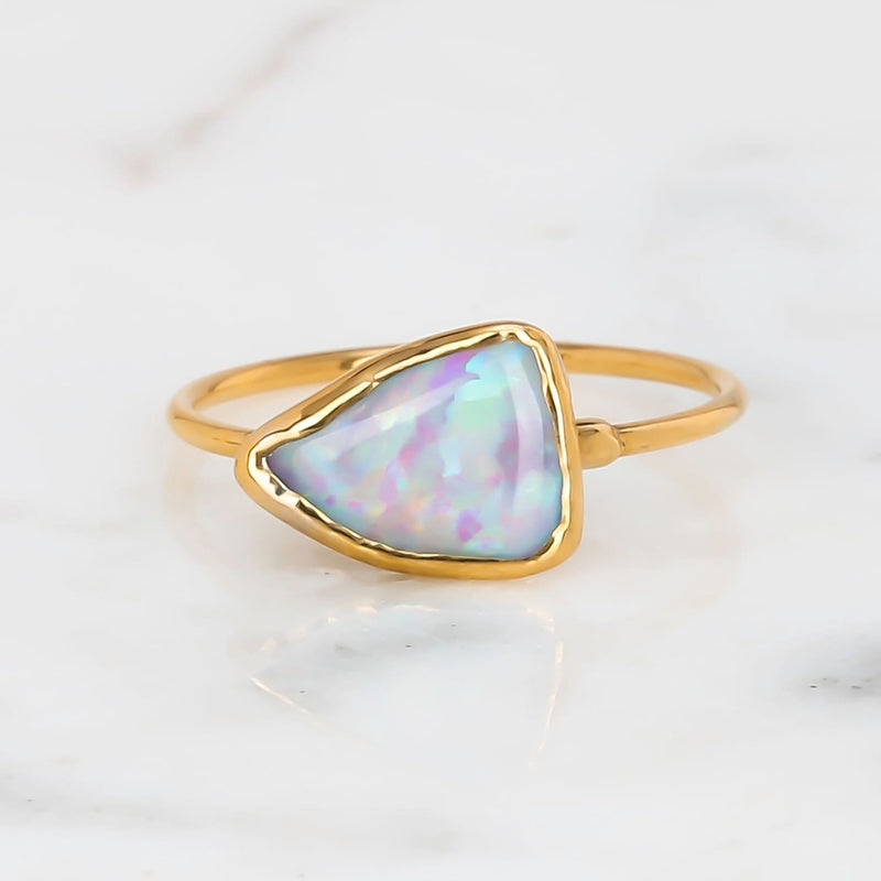 Raw Australian Opal Ring Gemstone Jewelry Rough Crystal
