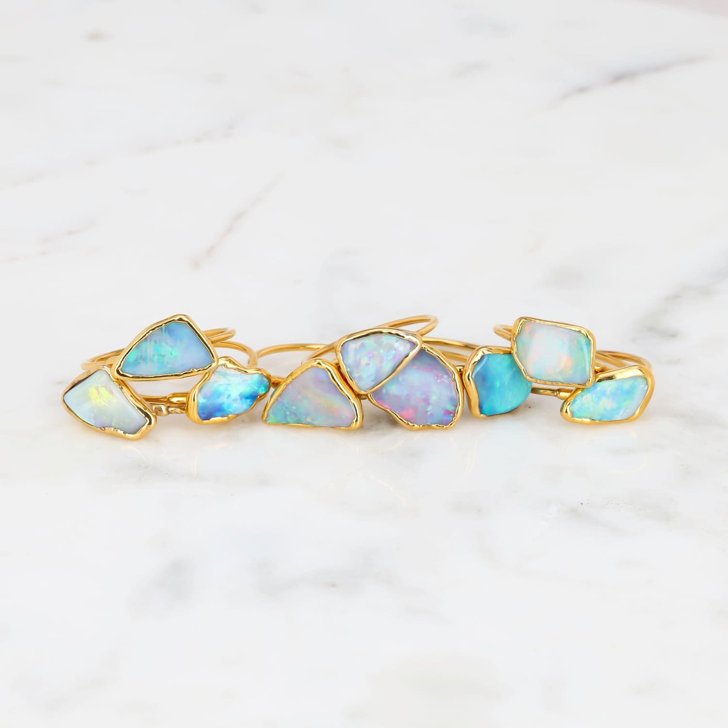 Raw Australian Opal Ring Gemstone Jewelry Rough Crystal