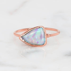 Raw Australian Opal Ring in Rose Gold Gemstone Jewelry Rough