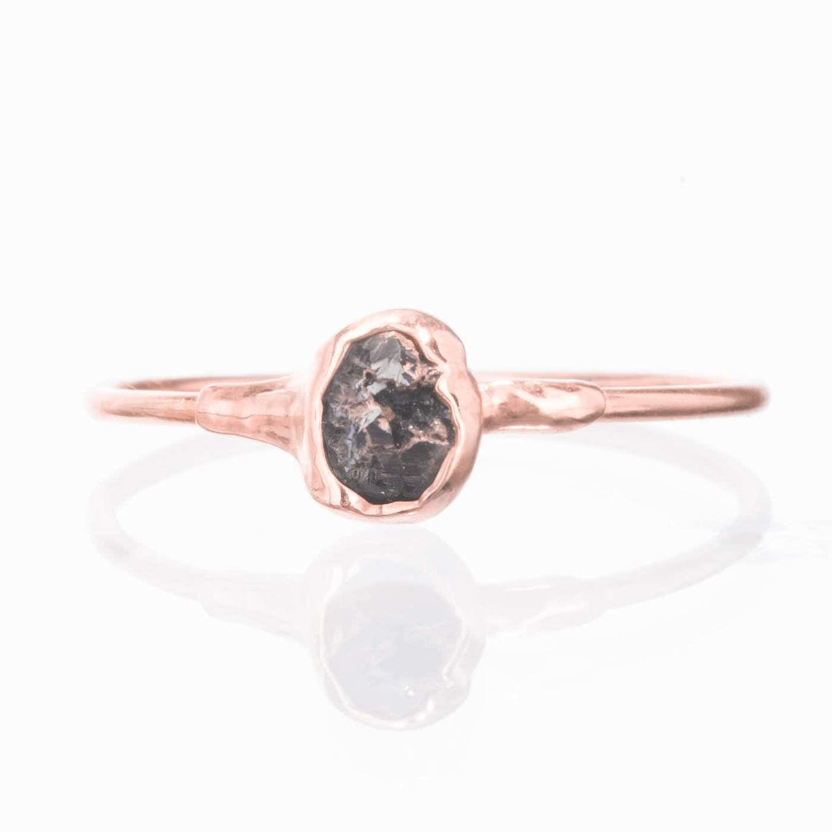 Raw Black Diamond Ring in Rose Gold Gemstone Jewelry Rough