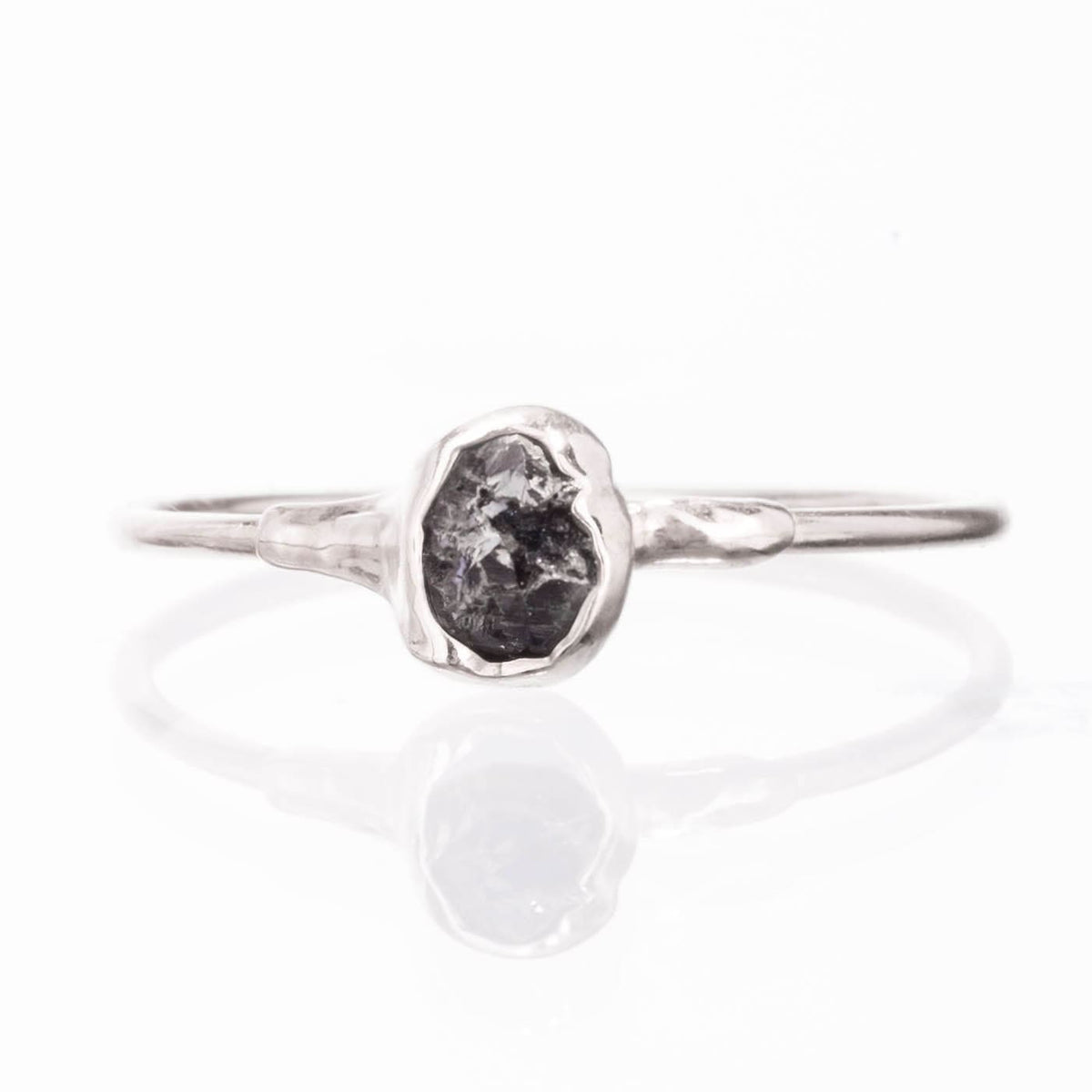 Raw Black Diamond Ring in Sterling Silver Gemstone Jewelry
