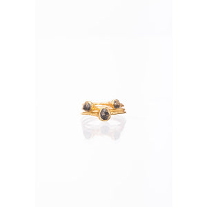 Raw Black Diamond Ring in Yellow Gold Gemstone Jewelry Rough