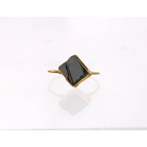 Raw Black Onyx Ring Gemstone Jewelry Rough Crystal Stone