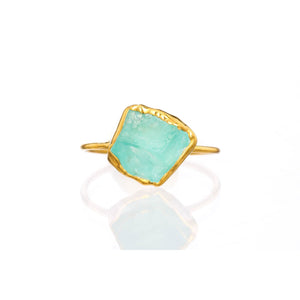 Raw Blue Apatite Ring Gemstone Jewelry Rough Crystal Stone