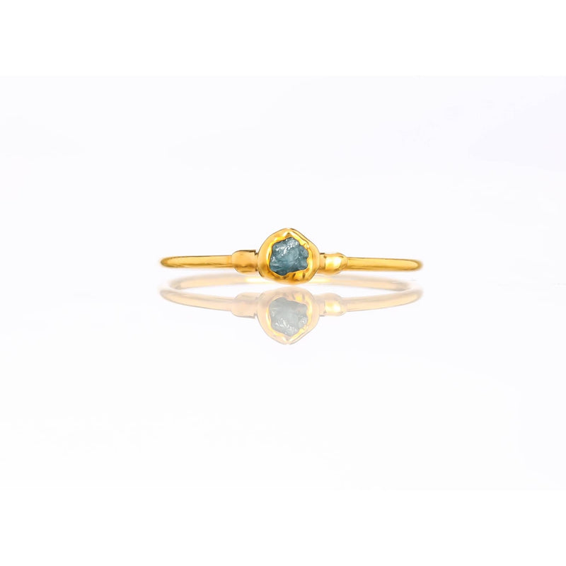 Raw Blue Diamond Ring Gemstone Jewelry Rough Crystal Stone