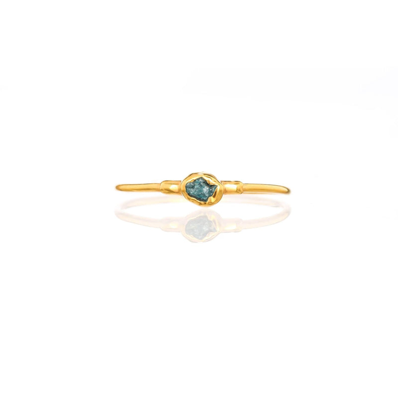 Raw Blue Diamond Ring Gemstone Jewelry Rough Crystal Stone