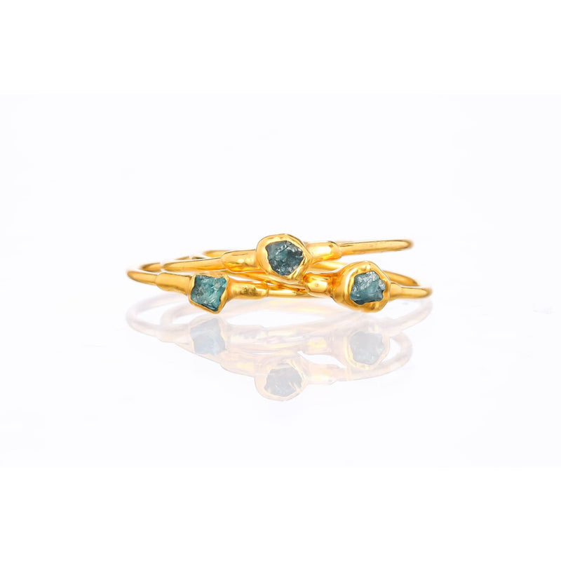 Raw Blue Diamond Ring Gemstone Jewelry Rough Crystal Stone