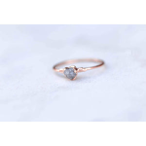 Raw Diamond Ring in Rose Gold Gemstone Jewelry Rough