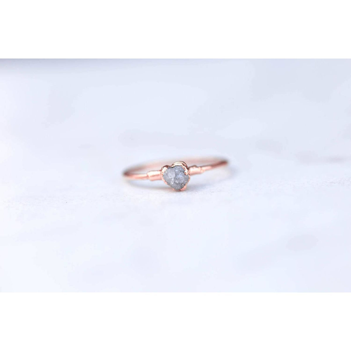 Raw Diamond Ring in Rose Gold Gemstone Jewelry Rough