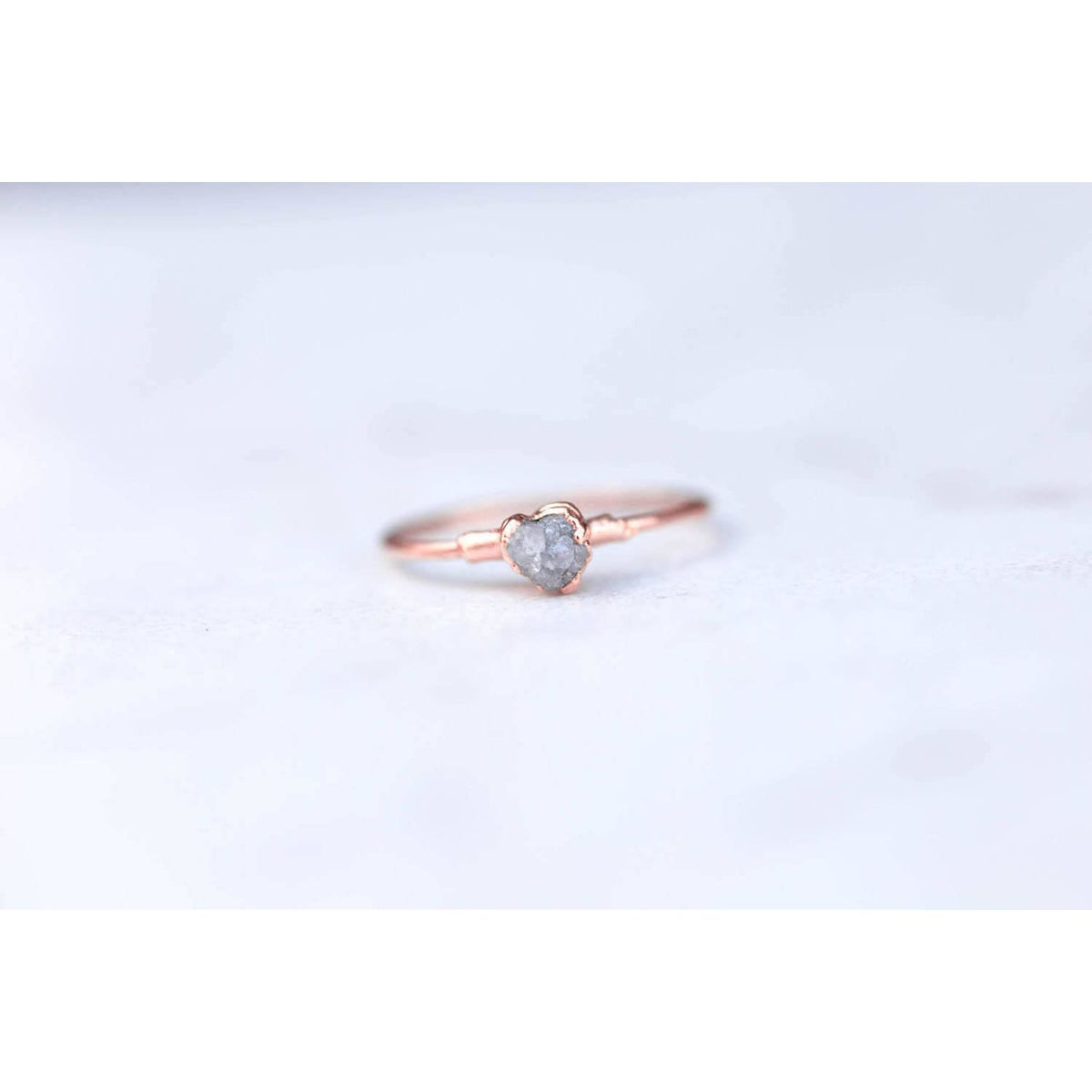 Raw Diamond Ring in Rose Gold Gemstone Jewelry Rough Crystal