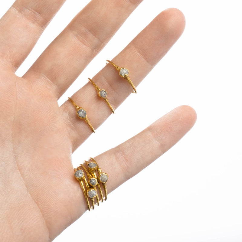 Raw Diamond Ring in Rose Gold Gemstone Jewelry Rough