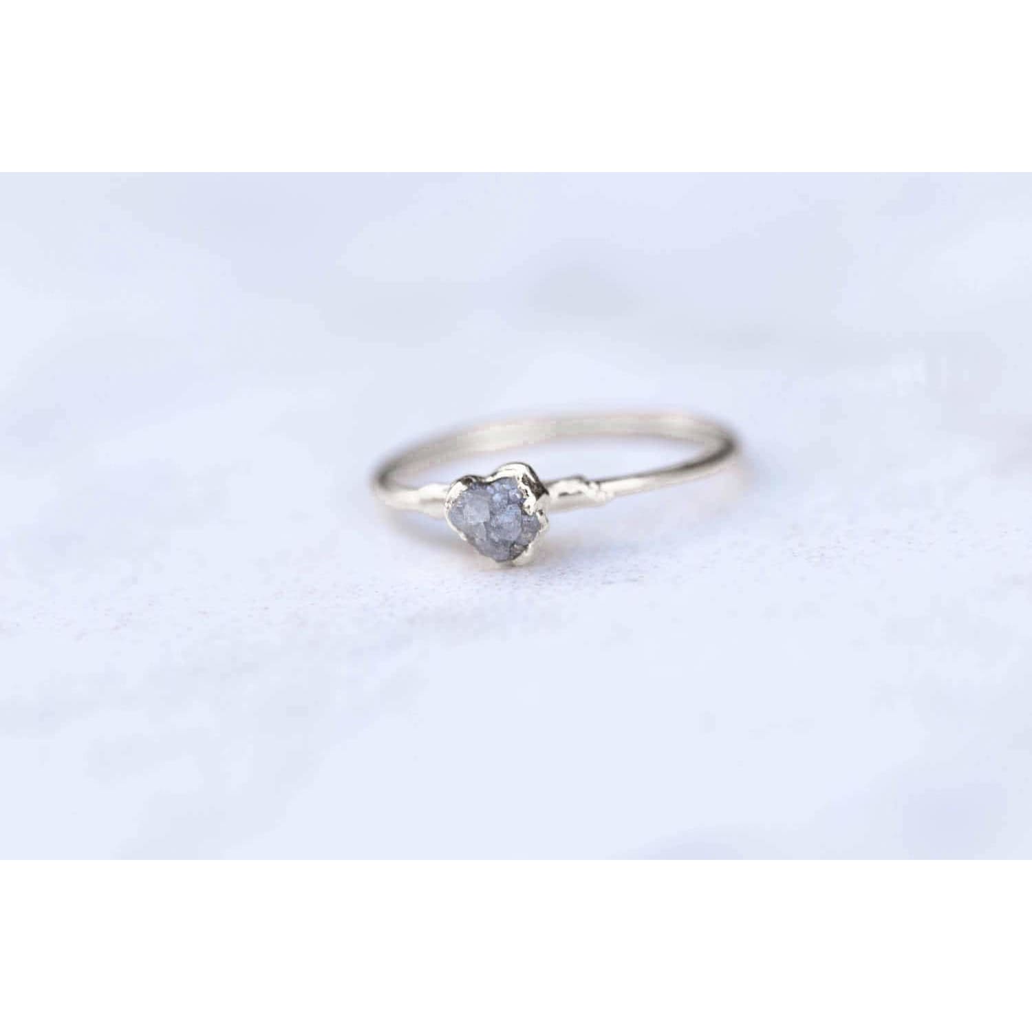 Raw Diamond Ring in Sterling Silver Gemstone Jewelry Rough