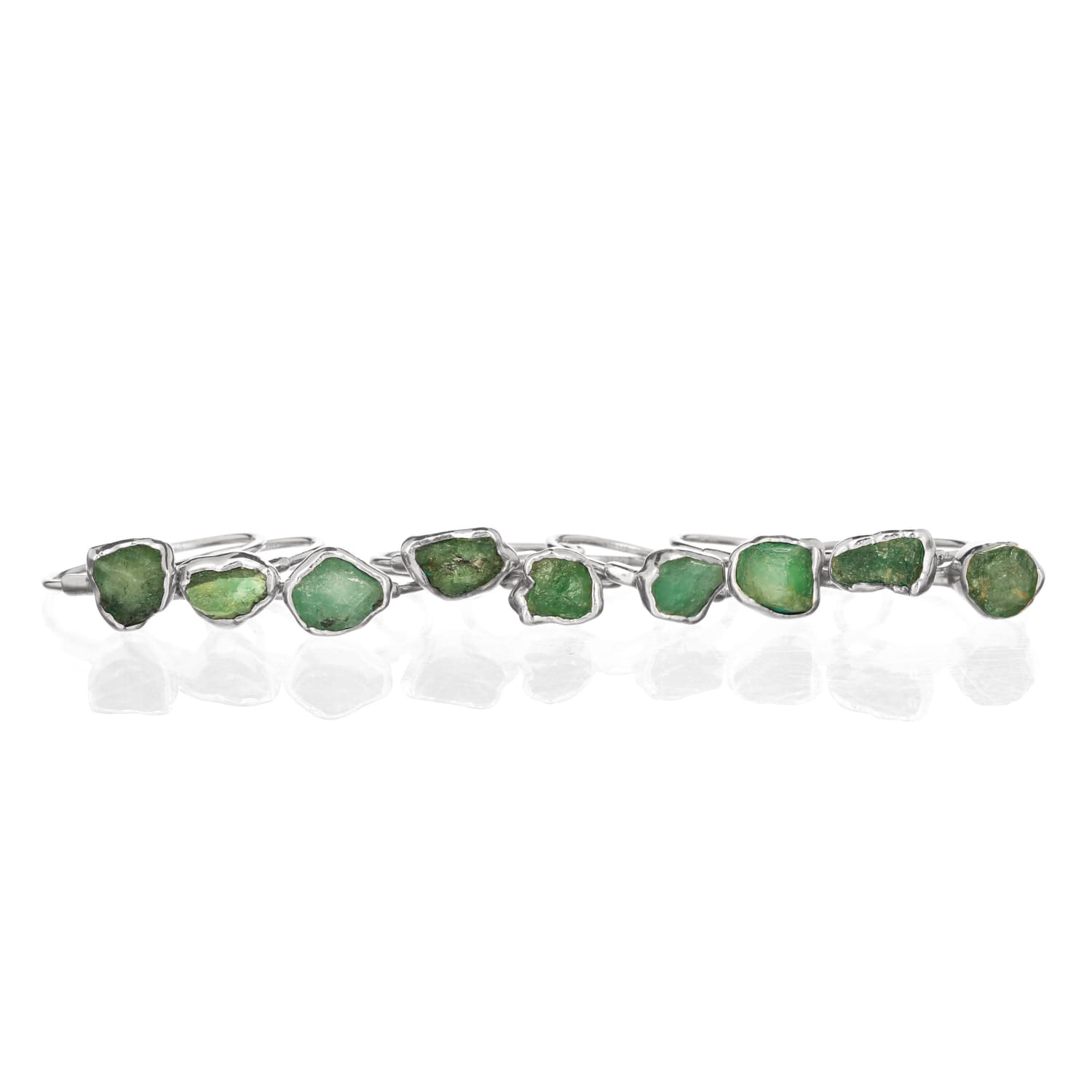 Raw Emerald Ring in Sterling Silver Gemstone Jewelry Rough