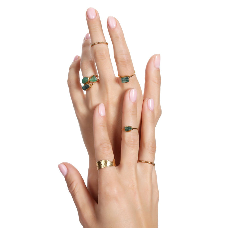 Raw Emerald Ring in Sterling Silver Gemstone Jewelry Rough